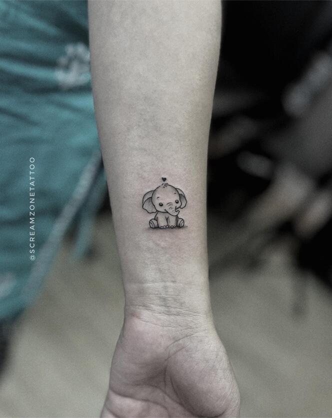Elephant Small tattoo, Screamzonetattoo tattoo studio in Mumbai