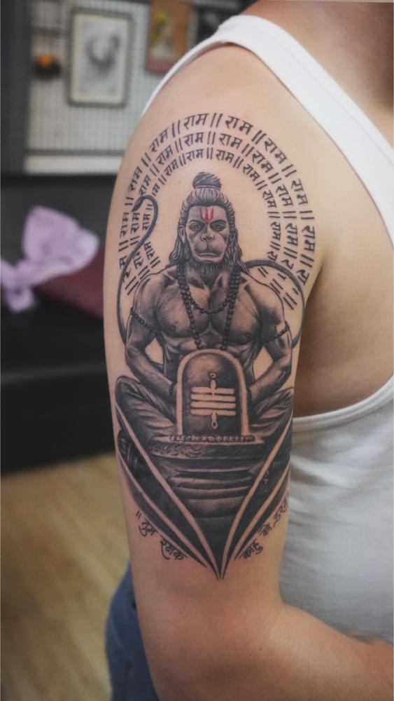 Hanuman tattoo, Screamzonetattoo tattoo studio in Mumbai
