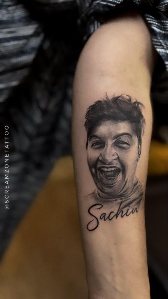 Memorial Portrait tattoo, Screamzonetattoo tattoo studio in Mumbai