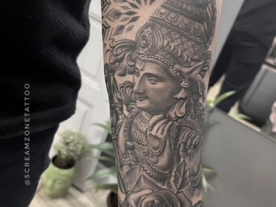 tattoo in ghatkopar screamzonetattoo , krishna portrait tattoo