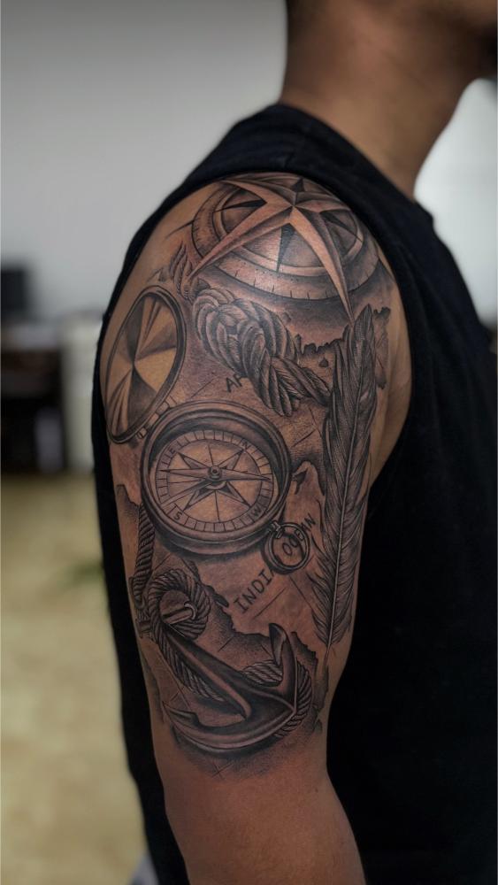 Travel Compass tattoo, Screamzonetattoo tattoo studio in Mumbai