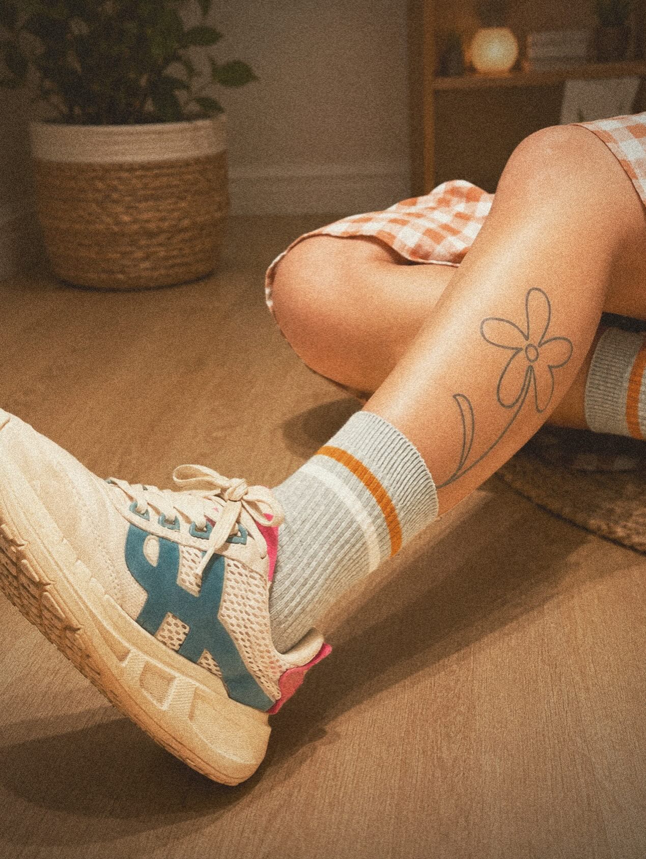 Fine line tattoo flower on leg foot of girl at , Screamzonetattoo, tattoo shop in mumbai
