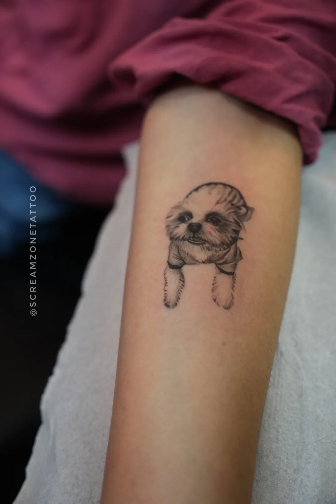 Cute Dog Portrait tattoo design and meaning - Pet, Minimal tattoo by Screamzonetattoo, Ghatkopar Mumbai