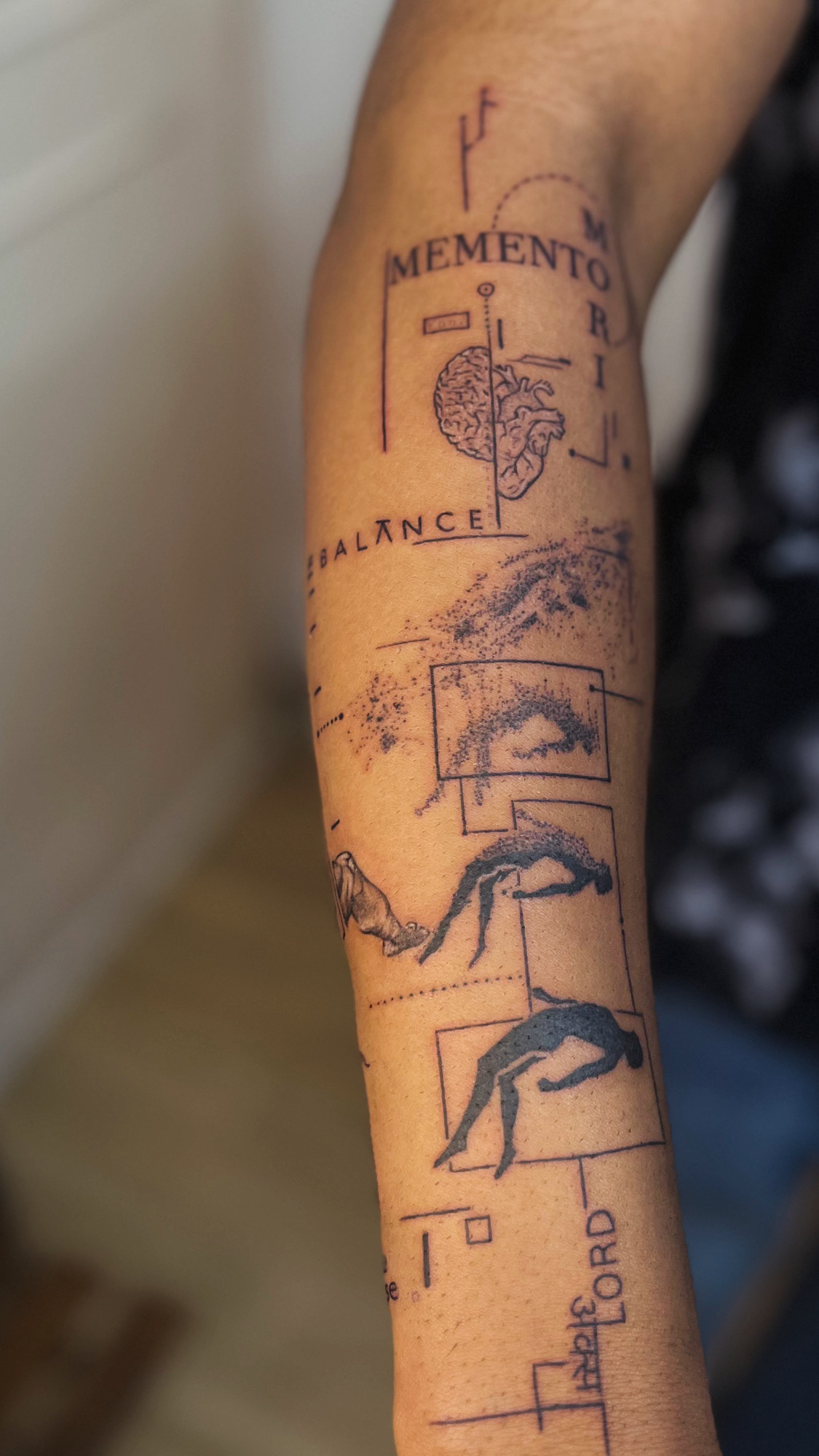 Full hand covered fine art tattoo done at our tattoo studio in Ghatkopar