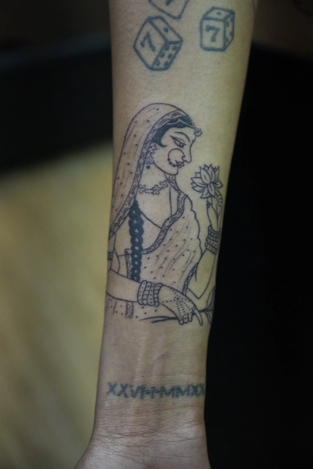 Indian Classic Woman in Saree tattoo design and meaning - Fine Line, Tattoo for Women tattoo by Screamzonetattoo, Ghatkopar Mumbai