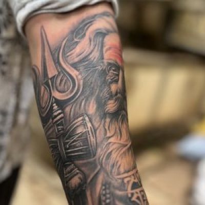 tattoo near ghatkopar of trishul holding by aghosi baba